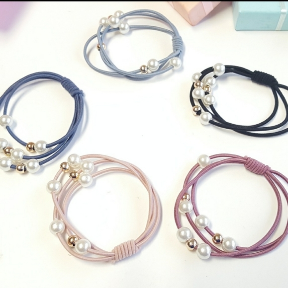 Beaded hair elastic set of 5 colors - Picture 7 of 7